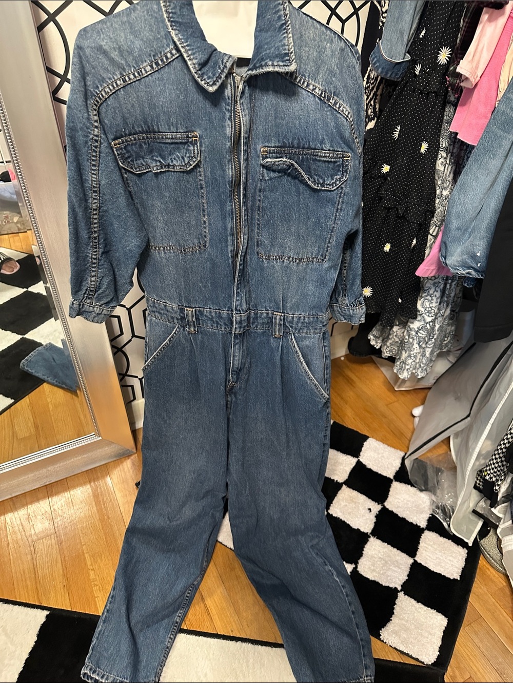 We The Free Blue Denim Jumpsuit Romper
